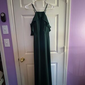 Birdy Grey Dark Green Ruffle Maxi Dress